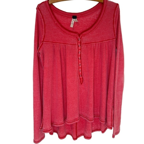 FREE PEOPLE WE THE FREE Kai Thermal Henley Top Size XS Oversized - Picture 4 of 16